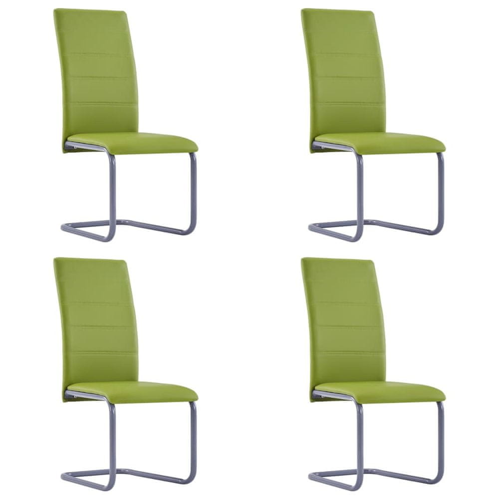 Petromila vidaXL Jedálenské stoličky, perová kostra 4 ks, zelené, umelá koža